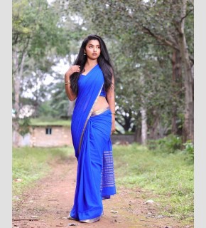 Anicka Vikhraman in blue saree hot and sexy photos...